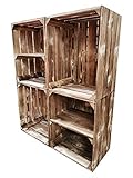 Brandneue Obstkisten/Weinkisten/Holzkisten 50 x 40 x 30cm Tolle Set-Angebote -Geflammt - massiv und stabil - Ideal zum Möbelbau - Spitzenqualität (4er Set geflammt Ablage kurz)