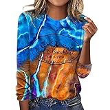 MNRIUOCII Halloween-Damen-Sweatshirt ohne Kapuze, Tie-Dye-Druck, Rundhalsausschnitt, Langarm, lockerer Pullover, Kapuzen-Sweatshirt für Frauen Check 24 Pullover