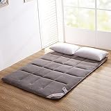 Dremdo Japanische Bodenmatratze, Japanische Futon Matratze, Tatami Matte Schlafpad Faltbare Roll Up Matratze Schlafsaal Matratze Pad Boden Liege Kissen Bett,Grau,180x200cm