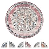 Outdoor Teppich Rund, Balkon Wohnzimmer Küchenteppich Vintage Orientalisch Modern Pastell, versch. Farben, Grösse:Ø 160 cm Rund, Farbe:Pink