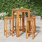 Festnight stehtisch Outdoor bartisch Outdoor bartisch mit barhocker Set küchentisch mit 4 stühlen bartisch Holz gartenbar stehtisch Outdoor Holz 5-TLG