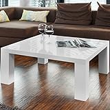Couch-Tisch weiß Hochglanz aus MDF 90x90cm quadratisch | Lucky | Schicker Wohnzimmer-Tisch in Angesagter Hochglanz Lackierung Weiss 90cm x 90cm