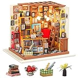Robotime Bibliothek Puppenhaus DIY Haus Holz - Bastelset Miniatur Haus Modell bausatz Geschenk für Erwachsene und Kinder Geschenk zum Muttertag