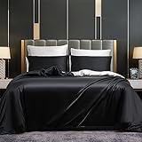 DXHOME Seide Satin Bettwäsche 200x200cm Grau Hellgrau Anthrazit Uni Einfarbig Glatt Glänzend Luxus Wendebettwäsche Set Bettbezug Sets mit Reißverschluss und 2 Kissenbezüge 80 x 80cm