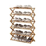 IMYOGI Schuhregal, Organizer, Regal, faltbar, Schuhregal, Pflanzenständer, Hausschuhe, Stiefel, Regal, Aufbewahrungsorganisator, natürlicher Bambus, freistehend, platzsparend, 50 cm breit