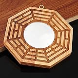 OUSIKA Chinesischer Feng Shui-Klatschspiegel, Vintage konvexer konkaver Bagua-Spiegel, Bagua-Spiegel chinesische Kultur, taoistischer Feng Shui, Pfirsichholz, konvexer Bagua-Spiegel, böser Talisman, M