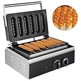 VEVOR Waffelmaschine 1500 W, Waffeleisen 385 x 370 x 100 mm, Waffelautomat 130 x 30 mm Jede Waffelgröße, Waffle Maker 50-300 °C, 0-5 Minuten, Waffeleisen Eis Edelstahl, Sechs Gitter, Sandwichmaker