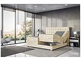 MEBLINI Boxspringbett Elektrisch Verstellbar - Gepolstert Doppelbett mit Matratze und Topper - Polsterbett - Bett mit Kopfteil - Edison - 120x200 - H3/Beige Samt