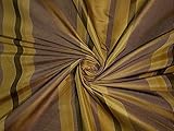 TAF#S75 Stoff, 100 % Seide, Taft, schwarz, grün und goldfarben, gestreift, 137,2 cm breit, TAF#S75