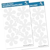 Wandkings Anti-Rutsch-Sticker 12 Blumen 10 cm und 4 Blümchen 5 cm Durchmesser für Sicherheit in Badewanne und Dusche