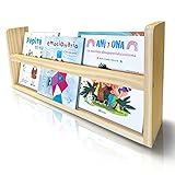 idecu Montessori Bücherregal für Kinder, aus umweltfreundlichem Massivholz aus Kiefernholz, zum Lernen und Aufbewahren