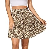 Damenrock Sommer Boho Knielang Luftiger Minirock Langer Strandrock Hemd Verlängerung Rock Sommer Tellerrock Sommerrock Damen Sommerrock