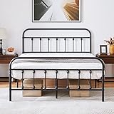 Yaheetech Bettrahmen Metallbett Bettgestell aus Metall mit Lattenrost, Modern Gästebett Jugendbett, Schwarz 140 x 200 cm