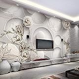 DEKii 3D Moderne Fototapete Weiß Zyklus und Blumen Wohnzimmer Großes Wandbild Sofa Hintergrund Tapeten 3D Tapete Kleister Dekoration Wandbilder Die Wand