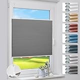 Plissee ohne Bohren Verdunklung Klemmfix Wabenplissee Grau 40x80cm Thermoplissee für Fenster & Tür, Sonnen-, Sicht- & Schallschutz Wärmeisolierung