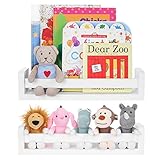 Vencipo Wandregal Weiß für Bücherregal Kinderzimmer, Regal Holz für Organizer Küche Gewürzregal, Wand Dekoration für Badregal Holz, Deko Wohnzimmer, Aufbewahrungs Badezimmer. (2er Set)