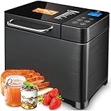 EONBON 17-in-1 Brotbackautomat Edelstahl, 710W Brotbackmaschine-2 Schnellheizer, Glutenfrei, Teigbereiter, Marmelade, Joghurt Menü, Zutatenfach,Keramik-Pfannen,3 Brotgrößen, 3 Backfarben, Touch-Panel