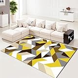DJHWWD Outdoorteppiche Teppich Dekoration Gelb Unregelmäßiges Geometrisches Muster Restaurant Langlebig Teppiche Wohnzimmer 200X250Cm Waschbare Teppiche 6Ft 6.7''X8Ft 2.4''