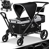 KESSER® Bollerwagen Faltbar Loops 2in1 Kinderwagen Handwagen mit Dach Transportwagen klappbar inkl. 2X 5-Punkt Gurtsystem Kinder 360° Vollgummi-Reifen Vorder- und Hinter-Bremse + Tragetasche