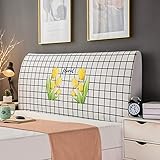 ERNZI Blumen-bedruckter Stretch-Kopfteil-Schonbezug für Doppelbetten,All-Inclusive-Staubdichter Kopfteilbezug für gepolsterte Holzbetten,Kopfteilschutz aus Leder
