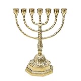 NKlaus 7- armig Leuchter Messing Handarbeit für Kerzen bis Ø 1,5cm Kerzenständer 23cm hoch 10204