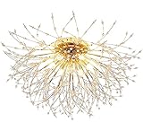 JIINOO Moderne Feuerwerk Kronleuchter, 6-flammig Löwenzahn Deckenlampe Deckenleuchte Halbbündige Kristallleuchten Deckenbeleuchtung LED Pendelleuchten für Wohnzimmer Schlafzimmer(Ohne Glühbirne) 62cm