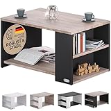 Casaria® Couchtisch mit Ablage Fächer Stauraum 90x59x48cm Kratzfest 50kg Belastbarkeit Modern Wohnzimmer Büro Sofa Couch Tisch Beistelltisch Holz Grau