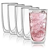 Dimono Doppelwandiges Trinkglas 450ml Wasserglas Borosilikat-Glas doppelwandig Latte Macchiato Longdrink- und Cocktailgläser (4 Stück)