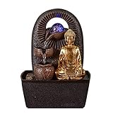 Zen'Light - Zimmerbrunnen Buddha Bhava - Zen-Dekor, Ideal für Meditation & Entspannung - Tischbrunnen mit geschlossenem Kreislauf - Farbwechselnde LED-Beleuchtung, Wasser fließt auf 3 Ebenen - H26cm