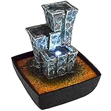 Agora-Tec® Wasserspiel & Zimmerbrunnen Stonehenge mit tempelartig angeordneten Felssteinen mit LED Beleuchtung, sehr angenehmer leiser Wasserlauf 21 cm hoch