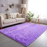 ROHATIM Hochflor Teppich Wohnzimmer Super weich Shaggy Teppich Flauschiger,Soft Area Rug Schlafzimmer Teppiche Super weich Fluffy Kindermatte(Violett,120 x 160 cm)