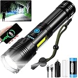 MIXILIN Taschenlampe LED Aufladbar Extrem Hell, 10000 Lumen Taktische Starke Taschenlampe, Batteriebetrieben, 7 Lichtmodi, IPX6 Wasserdicht Flashlight Torch für Outdoor Notfälle Camping mit Holster.