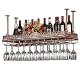 Wine Rack Ceiling Wine Racks Bar Restaurant Hanging Wine Glass Rack European Retro Iron Wine Glass Hanging Rack Goblet Holder Shelf for/Bar/Restaurant Black 80 35 12Cm (Bronze 80 * 35 * 12Cm)