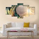 5 teilige bilder Meereswelle bricht bei Sonnenuntergang 5 teilige Leinwandbilder Bilder,5 teilig wandbild,leinwanddrucke 5 stück wandkunst,bilder wohnzimmer modern leinwand Malerei,xxl bilder,200x100