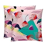 2Er Set Kissenhülle Flamingo-Blumen-Rosa-Modernes Muster Gemütliche Dekokissen Kissenbezüge Dekorative,Superweicher Kissenbezug Für Bed Patio Kissen 45X45Cm
