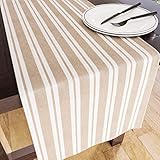 Encasa Homes Tischläufer für 8-Sitzer zum Essen - Franca Beige Stripes - Groß 32x183 cm, umweltfreundliche Baumwolle, dekoratives, hausgesponnenes Tuch für Party, Restaurant - waschmaschinenfest