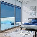 Bambusrollo Fensterrollos, Einwegspiegel Silberne Rollos/blau, Perspektivische Rollos Für Küche Wohnzimmer Wärmekontrolle Sonnenschutz (Color : WxH, Size : 95x100cm/37.4x39in)