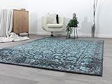 Steffensmeier Orient Teppich Jampur | Wohnzimmer | Schwarz Türkis, Handloom, Größe: 170x240 cm