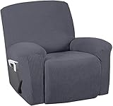 Stretch 4 Stück Recliner-Abdeckung, ultraweiche Rutschzug mit Seitentasche elektrischer Recliner-Abdeckung, Jacquard-Spandex-Stoff-Sofa-Slipcover Sesselabdeckungen (Color : Gray B, Size : 4-Piece)