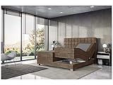 MEBLINI Boxspringbett Elektrisch Verstellbar - Gepolstert Doppelbett mit Matratze und Topper - Polsterbett - Bett mit Kopfteil - Edison - 140x200 - H4/Braun Samt