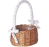 MOBAAK Picknickkorb Korb Korb Picknick Rattan Griff Garten Beere Set Mädchen Home Hochzeitsdeko Spitze Picknicktasche (Color : D, Size : 18 * 11 * 24cm)