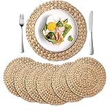 YANGQIHOME 6er Set, Geflochten Runde Tischsets, Stroh Wasserhyazinthen Platzsets für Speisetisch (30 cm)