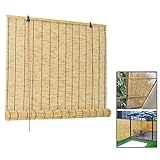 Retro Jalousine Bambusrollo, 40-160cm Breit Bambus Raffrollo, Natur Fenster-Rollo Holzrollos, Sonnenschutz Und Sichtschutz Rollo Seitenzugrollo Für Garten Korridor, Anpassbar (Color : Primary Color B