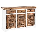 HOMELIV. Bahia Sideboard in weiß/Natur, nachhaltiges Mangoholz, im Landhausstil, mit viel Stauraum, das Highlight in Ihrem Esszimmer