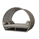 Strandkorbwerk Liegeinsel Diamond Daybed Cappuccino Polyrattan Lounge Gartenmöbel Sonnenliege