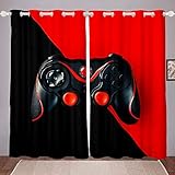 Jungen Spielzimmer Vorhang Rot Schwarz Spielkonsole Vorhang für Schlafzimmer Videospiel Gamepad Fenster Vorhang für Kinder Mädchen Teenager Modern Gamer Game Controller Drape, W52 x L90