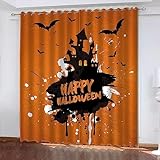 Blackout Vorhang 2Er Set Mit Ösen Vorhang Fröhliches Halloween Schattierung Vorhänge 3D Blickdicht Vorhang Schiebevorhänge Für Wohnzimmer Kinderzimmer Schlafzimmer Balkon 280 X 250 cm (B X H)