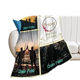 Personalisierte Kuscheldecke Fotodecke Mit Eigenem Foto - Fotocollage selbst gestalten mit Spruch für Freund - mit DREI eigenen Fotos - Geschenkidee Fleecedecke (Freund, 50''×60'')