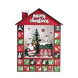 VALERY MADELYN Holz Adventskalender mit LED Beleuchtung, wiederverwendbar Weihnachtskalender, Weihnachtsdeko Weihnachts Countdown Kalender, Holz-Weihnachtstischdekoration 40x30x7cm