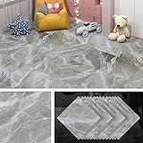Livelynine 32 Fliesen PVC Bodenbelag Bad Vinylboden Selbstklebend Hellgrau 30x30cm Bodenfliesen Selbstklebend Badezimmer Linoleum Boden Marmor Wasserdicht PVC Fliesen Selbstklebend für Boden Küche